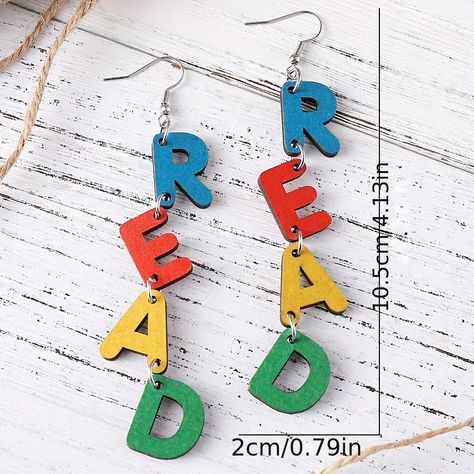 Teacher Earrings, Copper Wood, Teaching Numbers, Starburst Earrings, Great Teacher Gifts, Elementary Teacher, Vintage Turquoise, Wooden Letters, Wood Earrings