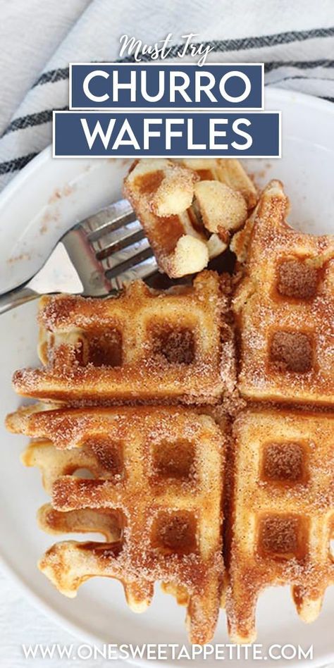 Churro Waffle Recipe, Sugar Waffles Recipe, Cinnamon Waffles Recipe, Belgium Waffle Recipe, Waffle Mix Recipes, Churro Waffles, Easy Waffle Recipe, Cinnamon Waffles, Waffle Iron Recipes