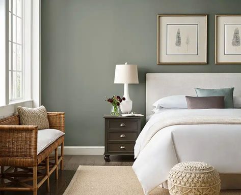 Sherwin Williams Evergreen Fog 9130: A Complete Review - A House in the Hills Evergreen Fog Sherwin Williams Bedroom, Evergreen Fog Bedroom, Fog Sherwin Williams, Sherwin Williams Evergreen Fog, Evergreen Fog, Greige Paint Colors, Month January, Whimsical Furniture, House Vibes