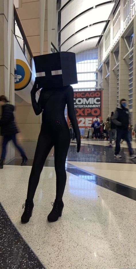 Fnaf Halloween Costumes Diy, Enderman Costume Diy, Enderman Cosplay, Minecraft Cosplay, Morty Costume, Minecraft Halloween Costume, Last Minute Diy Costumes, Minecraft Costumes, Character Halloween Costumes