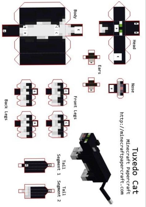 D Papercraft. Hundreds of free printable papercraft templates of origami, cut out paper dolls, stickers, collages, notes, handmade gift boxes with ... #papercraft #3Dpapercraft #origami Gato Minecraft, Printable Paper Toys Templates, Papercraft Templates Printables, Box Template Printable, Minecraft Printables, Paper Folding Crafts, Cute Origami, Paper Toys Template, Papercraft Printable