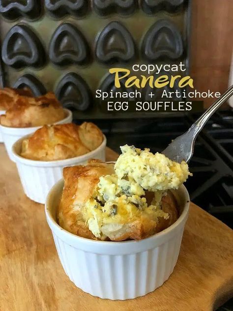 Puff Pastry Egg Souffle, Panera Quiche Recipe, Panera Artichoke Souffle Recipe, Spinach Artichoke Souffle Panera, Copycat Panera Spinach Artichoke Souffle, Panera Egg Souffle Recipe Puff Pastries, Spinach Artichoke Egg Casserole, Panera Quiche Egg Souffle, Breakfast Souffle Recipes