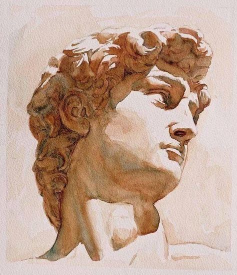 Statue Of David, Siluete Umane, Watercolor Architecture, Rennaissance Art, Learning Goals, Mythology Art, Lukisan Cat Air, Arte Sketchbook, Classical Art