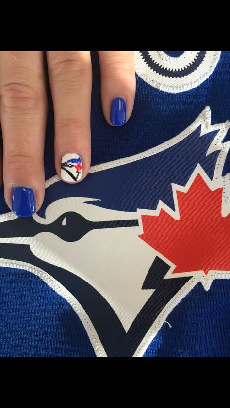 Toronto Blue Jays Nails by Gelous Beauty Bar Blue Jays Nails, Toronto Blue Jays Logo, Baseball Nails, Blue Jays Baseball, Marble Nail Designs, Nail Art Images, Marble Nail, Manicure Ideas, French Tips