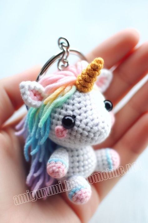 Amigurumi Unicorn Keychain Free Pattern-3 Crochet Keychain Patterns, Crochet Lampshade, Knitting Patterns Free Dog, Keychain Patterns, Unicorn Keychain, Keychain Designs, Amigurumi Unicorn, Crochet Keychains, Candy Skull