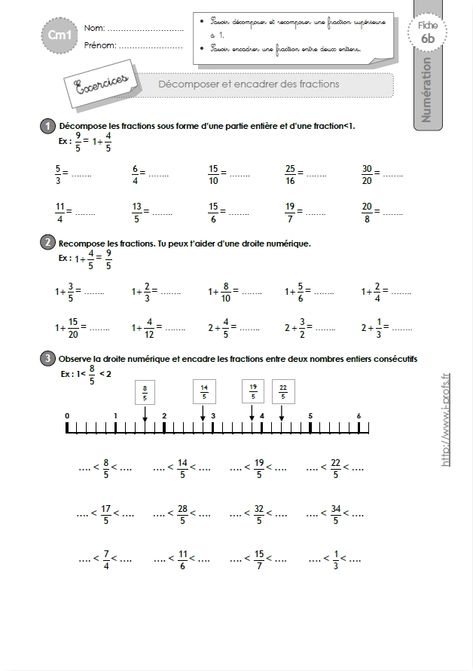 CM1: EXERCICES Décomposer les fractions Equivalent Fractions, Fractions Decimals, Husky, Thing 1, Education