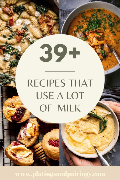 Milk is a versatile ingredient that can be used in countless dishes, adding richness, creaminess, and a depth of flavor. So, if you're looking for ways to use up that gallon in your fridge, we've got you covered. Here's 39+ recipes that really let milk shine. Soups With Milk Base, Frozen Milk Recipes, Egg Milk Recipe, Soups That Use Milk, Soup Recipes That Use A Lot Of Milk, What To Make With Milk Recipes, Chicken And Milk Recipes, Dinner Recipes With Milk, Recipes Using Milk Dinner