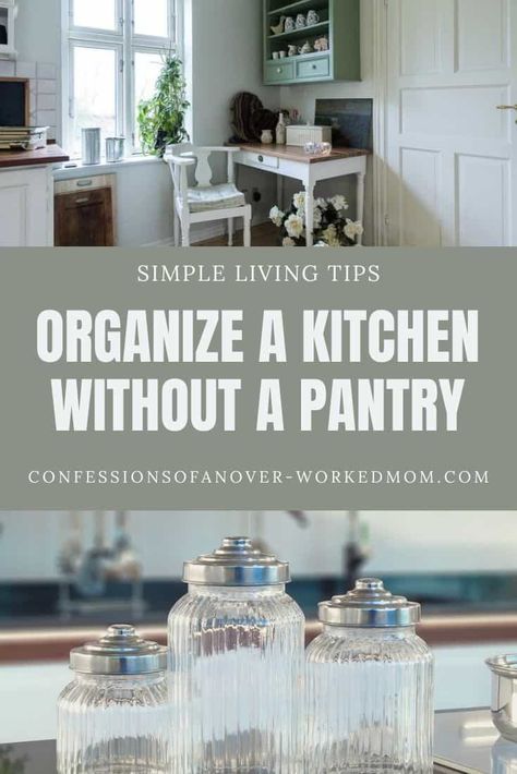 Kitchen Without Cabinets Ideas, Kitchen Without Pantry, Cheap Kitchen Storage Ideas, Kitchen Without Cabinets, No Pantry, Organize A Kitchen, No Pantry Solutions, Kitchen Cupboard Organization, Ikea Organization Hacks