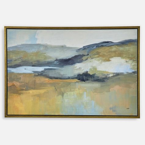 Folded Hills Framed Canvas | Uttermost Uttermost Art, Usa Artwork, Framed Landscape Art, Canvas Display, Wood Gallery Frames, Honey Yellow, Wood Canvas, Gallery Frame, Frame Wall Decor