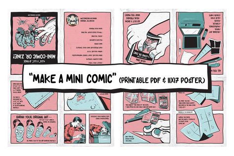 Mini-Comic Mini Comic Ideas, 8 Page Zine, Zine Making, Corkboard Ideas Decor, Art Zine, 11x17 Poster, Zine Design, Comic Layout, Visual Thinking