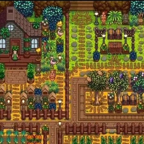 Stardew Valley Ginger Island, Stardew Valley Expanded, Terraria House Design, Stardew Farms, Stardew Valley Layout, Stardew Valley Farms, Stardew Valley Fanart, Seasonal Outfits, Barn Animals