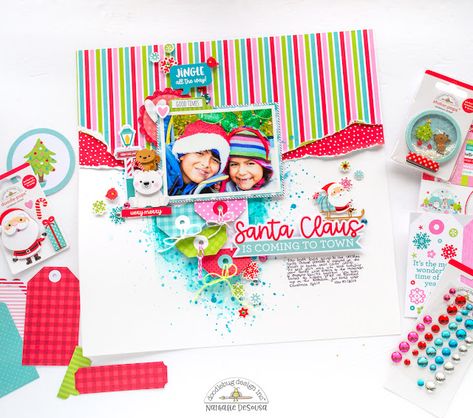 Doodlebug Design Inc Blog: LET IT SNOW SANTA CLAUS LAYOUT | with Nathalie Santa Claus Parade, Christmas Scrapbook Layouts, Christmas Is Over, Love Doodles, Santa Claus Is Coming To Town, Craft Area, Doodlebug Design, Christmas Scrapbook, December Daily