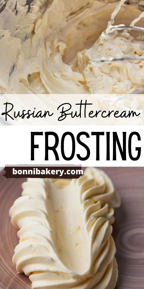 Easy Russian Buttercream Frosting Recipe. Russian buttercream gives the silky smooth texture of Swiss meringue buttercream but without all the faffing around. Its flavor is sweet but not overpowering or sickly sweet like American buttercream. Whipped Wedding Cake Frosting, Russian Buttercream Frosting Recipe, Types Of Buttercream Frosting, Royal Icing Buttercream Recipe, Royal Buttercream Icing Recipe, Honey Swiss Meringue Buttercream, Swiss Buttercream Recipe, Silky Smooth Buttercream Frosting, European Buttercream Frosting