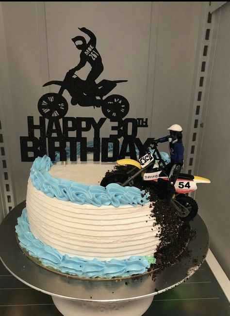 Rory Birthday, Motorcycle Cake Topper, Bmx Cake, Motocross Cake, Dirt Bike Cake, Bolo Motocross, Motorcycle Birthday Cakes, Happy Birthday Sweet 16, Motocross Birthday