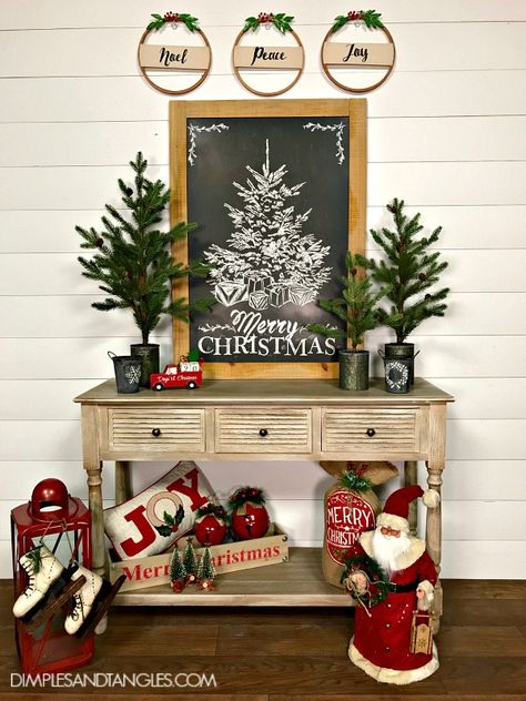 Farmhouse Decor Ideas  ||  Fall Decor Ideas  || Christmas Decor Ideas  ||  Styling Videos with Hobby Lobby  ||  Dimples and Tangles Farmhouse Style Christmas, Indoor Christmas Decorations, Xmas Ideas, Santa Clause, Christmas Decorations Rustic, Farmhouse Christmas Decor, Noel Christmas, Fete Halloween, Country Christmas