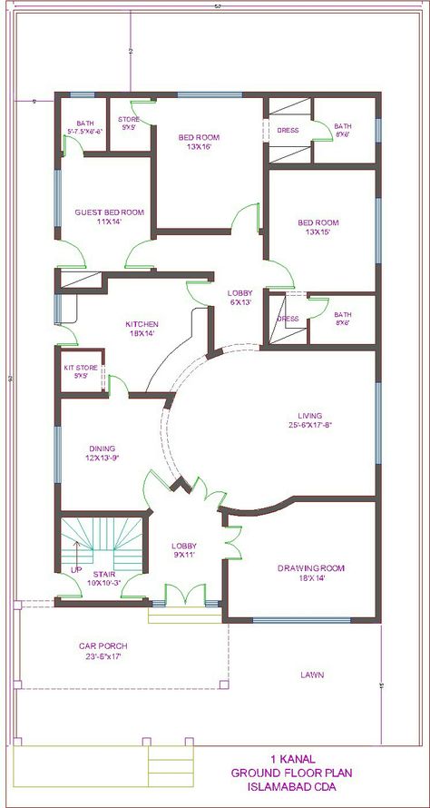 1 Kanal House Plan, Kanal House Plan, 10 Marla House Plan, Home Map Design, 30x50 House Plans, Indian House Plans, 3d House Plans, Duplex House Plans, 3d House