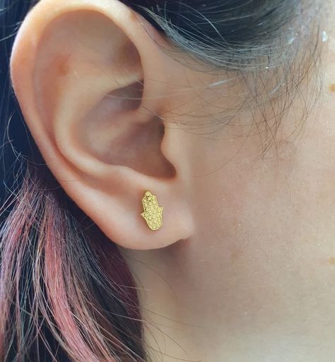 Hamsa Studs Earrings in Gold Filled, Hamsa Hand Stud Earrings, Jewish Hand Earrings, Hamsa Evil Eye Studs, Hamsa Post Earrings - Etsy Hand Earrings, Hamsa Evil Eye, Symbole Protection, Studs Earrings, Earrings In Gold, Ancient Symbols, Hamsa Hand, Timeless Treasures, Jewelry Gift Box