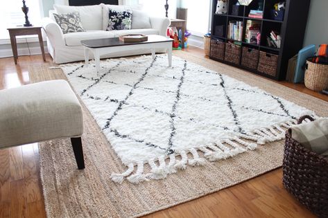 Ten June: Our New Double Layer Rugs in the Living Room Room With Egg Chair, Living Room With Egg Chair, Layered Jute Rug, Layered Carpets, Layered Area Rugs, Double Rugs, Pretty Living Room Ideas, Layer Rugs, Layering Carpet