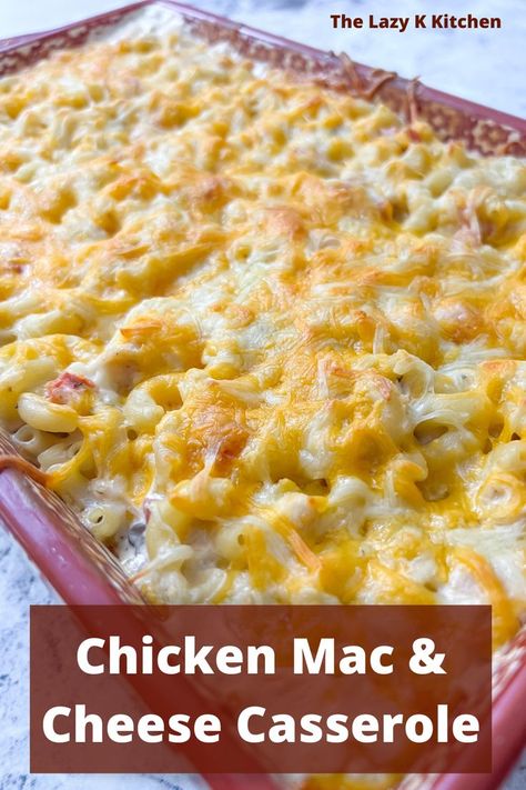 Y’all, this Chicken Mac & Cheese Casserole is sooo easy! Just a few ingredients and a couple of minutes and you'll have the perfect lunch or dinner meal. #kidapproved #chicken #mac&cheese #cheese #lunch #dinner #easymeals #easyrecipe Mac Cheese Casserole, Chicken Macaroni Recipe, Mac N Cheese Casserole, Mac N Cheese Crockpot, Chicken Mac And Cheese Recipe, Chicken And Cheese Recipes, Macaroni And Cheese Casserole, Easiest Dinner, Easy Mac N Cheese