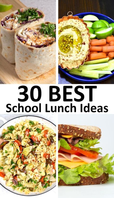 The 30 BEST School Lunch Ideas. Homemade School Lunch Ideas, Mediterranean Grilled Cheese, Rainbow Pasta Salad, Homemade School Lunches, Chicken Pesto Sandwich, Teriyaki Chicken Bowl, Rainbow Pasta, Yogurt Chicken Salad, Easy School Lunches