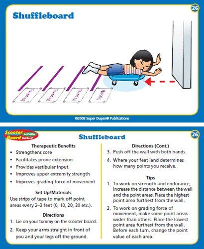 Scooter Board Activities, Proprioceptive Activities, Pediatric Physical Therapy Activities, Shuffle Board, Occupational Therapy Kids, Deck Cards, Sensory Therapy, Pediatric Physical Therapy, Occupational Therapy Activities