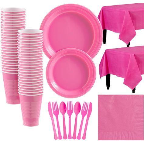 Barbie Party Supplies, Barbie Theme Party, Disposable Plastic Plates, Pink Plates, Barbie Birthday Party, Diy Balloon Decorations, Balloon Shop, Party Kits, Barbie Birthday