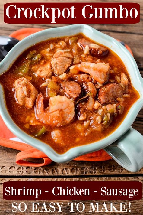 Crockpot Gumbo Recipe, Crock Pot Gumbo, Seafood Gumbo Recipe Easy, Crockpot Gumbo, Gumbo Slow Cooker, Gumbo Recipe Crockpot, Gumbo Crockpot, Easy Gumbo, Gumbo Recipe Easy