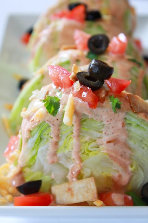 The Wedge Salad, Mexican Taco Salad, Wedge Salad Dressing, Salad Wedge, Homemade Taco Salad, Classic Wedge Salad, Salad Mexican, Taco Salad Dressing, Wedge Salad Recipes