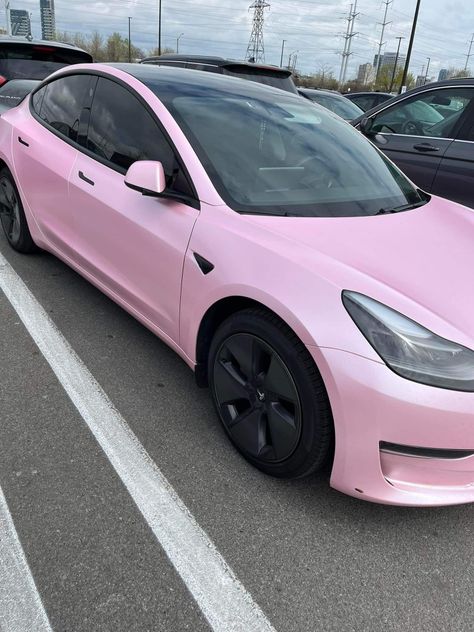 Light Pink Tesla, Aston Db9, Pink Suv, Tesla Lighter, Pink Tesla, Pink Cars, Porsche 718 Boxster, Girly Car, Tesla Car