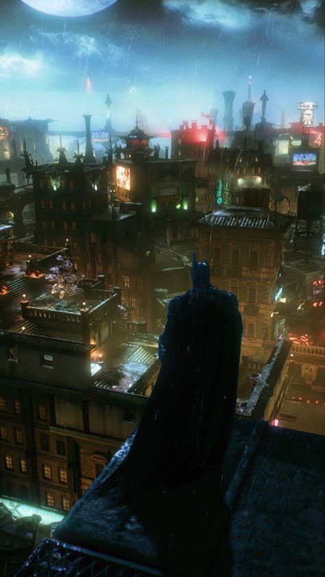 Batman Arkham Knight Suit, Batman Arkham Night, Batman Arkham Knight Wallpaper, Batman City, Arkham Games, Batman Pictures, Dc Comics Wallpaper, Bat Art, Nostalgic Pictures