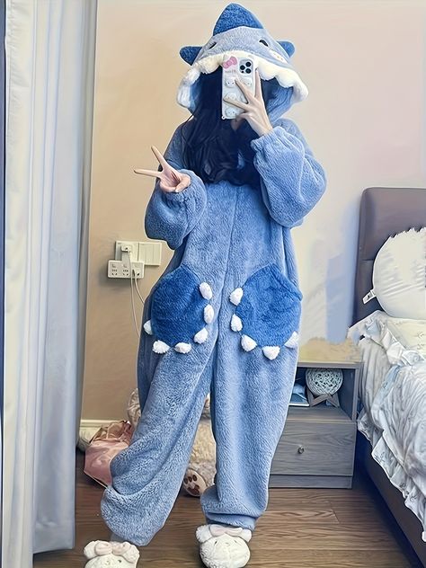 Carnaval Cartoon Shark Hooded Jumpsuit For Carnaval, Long Sleeve Zipper Fuzzy Pajamas, Women's Sleepwear & Loungewear https://share.temu.com/3ktql9FgnsA via @shoptemu Fuzzy Loungewear, Fuzzy Pajamas, Fluffy Pajamas, Pajama Onesie, Cozy Gamer, Hoodie Jumpsuit, Cartoon Shark, Jumpsuit Long Sleeve, Cute Onesies