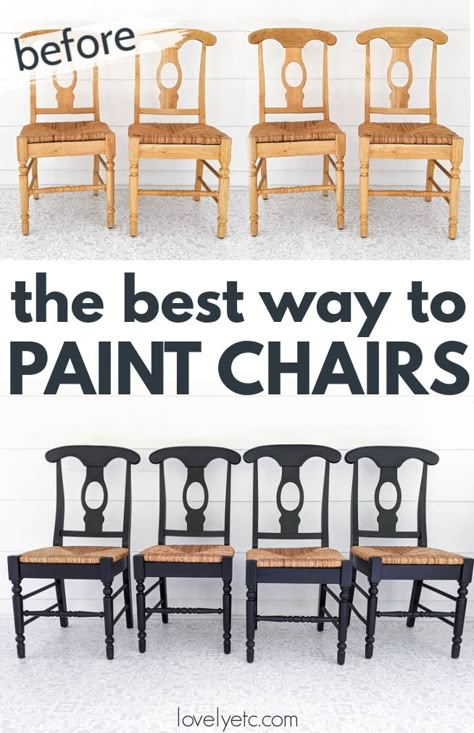 Painting chairs can be super tedious and time consuming. After years of painting furniture, I've perfected my quick and easy method of painting chairs with a gorgeous finish that will last. Painted Chairs Diy, Painting Kitchen Chairs, Refinished Chairs, Painted Wooden Chairs, Painted Wood Chairs, Refurbished Chairs, Dining Chair Makeover, Old Wooden Chairs, Painted Dining Chairs