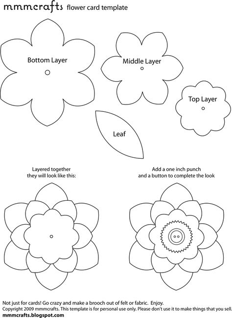 Felt Flower Patterns Printable, Flower Felt Pattern, Felt Flowers Patterns Templates, Felt Flowers Template, Applique Templates Flower, Felt Flower Patterns, Diy Felt Flowers, Button Template, Flower Templates Printable Free