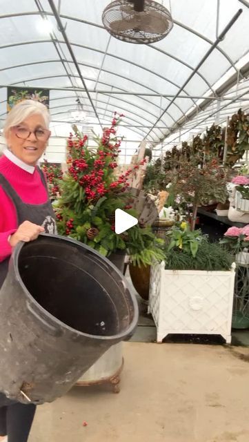 Patricia Hunt on Instagram: "Quick and easy, all weather, porch pots that you can use now and seasons to come! Showing two different sizes using only two different picks!  3 gallon container I used: 🌿6 teardrop greenery picks 🌿5 berry picks 30 gallon: 🌿18 teardrop greenery picks 🌿10 berry picks Any more questions…ask in the comments below or click View Shop in post !! Xoxo, Your dedicated Millstone Crew  #porchpots #christmascontainers #christmas2024 #redberries #901 #shop901 #shoplocal #online #woodrowthebernese #woodrowtheberner" Pinecone Swag Christmas, Winter Outdoor Flower Pot Ideas, Holiday Porch Pots, Christmas Flower Pots Outdoor, Winter Pots Outdoor Front Doors, Porch Pots Christmas, Christmas Porch Pots, Christmas Planters Outside Front Porches, Front Porch Ideas For Christmas