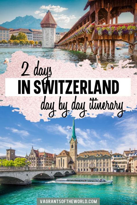 This is this ultimate Switzerland 2 Day Itinerary if you only have 48 hours to explore this gorgeous country. We have put together an itinerary that covers  two of Switzerland’s most popular destinations – Zurich and Lucerne. Both very achievable destinations in two days without rushing. | What to do in Switzerland in 48 hours | 2 days in Switzerland |  A Weekend in Switzerland | Switzerland Weekend | Switzerland Itinerary, Interlaken, Switzerland Travel, Europe Travel Guide, Europe Travel Destinations, Europe Travel Tips, Travel Alone, Best Places To Travel, European Travel