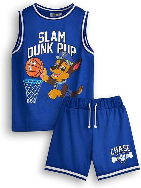 SLAM DUNK PUP: Get ready for some paw-some action with our Paw Patrol Boys Chase Basketball Jersey and Shorts Set! Perfect for little adventurers who love to chase the basketball just like Chase chases trouble! Paw Patrol Chase, Shorts Sets, Boys Basketball, Blue Color Schemes, Slam Dunk, Boys Coat, Swimwear Cover Ups, Complete Outfits, Boys Top