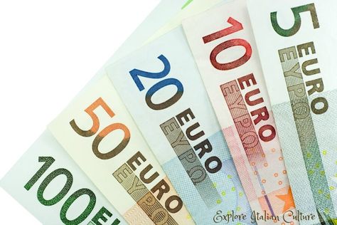 Currency in Italy consists of Euro notes and coins. Find out all about what it looks like and how best to get it during your trip to Italy. Italian Currency, Italian Money, Italy Money, Euro Notes, Euro Currency, Euro Money, Italian Vibes, Getting Money, Italy 2023