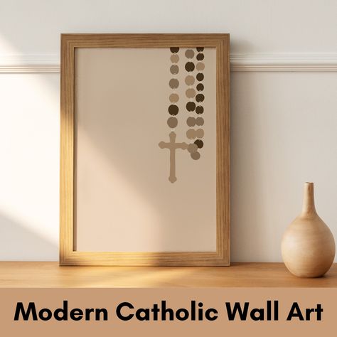 This Catholic wallart is a modern interpretation of the classic Catholic rosary beads. Featuring a Christian artful neutral, minimal design, this Christianity wallart seamlessly blends spirituality with contemporary aesthetics. The delicate arrangement of ladies rosaries captures the essence of quiet reflection, making it an ideal addition to your prayer corner or a thoughtful gift-for Christian this holiday season for first communion or rosary confirmation.  Immerse yourself in a quiet moment o Catholic Art Aesthetic, Catholic Decor, Prayer Corner, Catholic Women, Grace To You, Rosary Beads Catholic, Catholic Rosary, Art Bathroom, Rosary Catholic