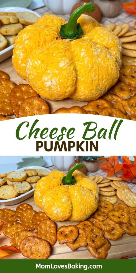 Pumpkin Shaped Cheese Ball Recipe, Cheese Ball Pumpkin Shaped, Thanksgiving Cheese Ball, Pumpkin Shaped Cheese Ball, Shaped Cheese Ball, Pumpkin Cheese Ball, Cream Cheese Ball, Impressive Appetizers, Fall Parties