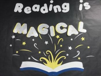 Reading-is-Magical-Bulletin-Board-Harry-Potter-1168488 Teaching ... Books Are Magic Bulletin Board, Reading Is Magical Bulletin Board, Magic Bulletin Board Ideas, Reading Is Magical Theme, Magic Classroom Theme, Reading Is Magic, Magic Theme Classroom, Magical Classroom, Reading Is Magical