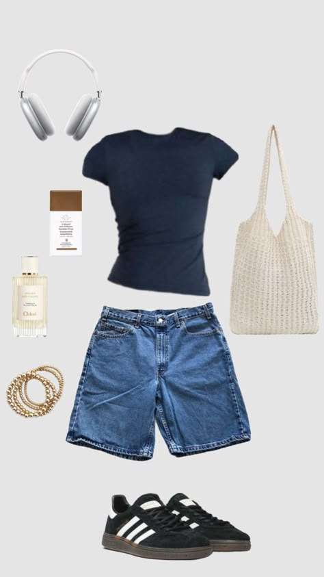 Summer Study Aesthetic Outfit, Outfit For Amusement Park Casual, Non Cropped Summer Outfits, Summer Shorts 2024, Summer 2024 Wardrobe, Summer 2024 Midsize Outfits, Dress Code Safe Outfits, Summer Breakfast Outfits, Summer Fit Inspo 2024