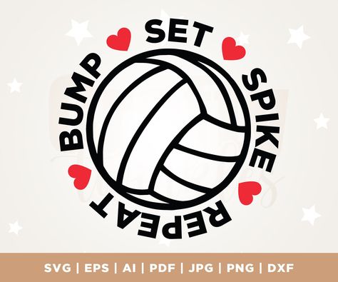 Volleyball Cricut, Volleyball Clipart, Spike Volleyball, Bump Set Spike, Svg Volleyball, Volleyball Svg, Svg Sublimation, Volleyball Inspiration, Softball Svg