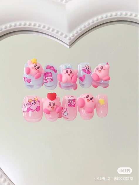 Korean Nail Art Cute 3d, Korean Gel Nails 3d, Press On Nails Short Kawaii, Christmas Present Nails, Pink Acrylic Nails Coffin Kawaii, Korea Nail, Japanese Nail Art Kawaii Charms, Wow Nails, Beige Nails