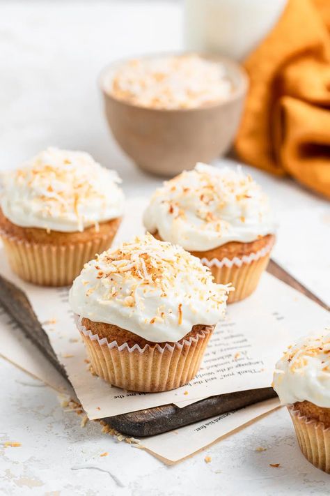 Cream Cheese Frosting Small Batch, Small Batch Cupcakes, Pound Cake Cupcakes, Coconut Cream Cheese, 4 Cupcakes, Coconut Cream Cheese Frosting, Vegan Chocolate Cupcakes, Baking Recipes For Kids, Small Batch Baking