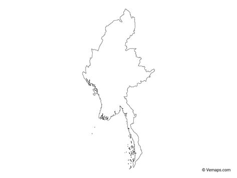 Outline Map of Myanmar Myanmar Map Drawing, Myanmar Map, Globe Drawing, Drawing Method, Map Drawing, Map Vector, Myanmar, Vector Free, Globe