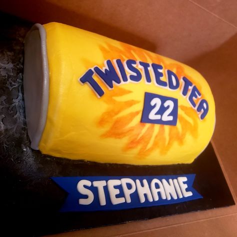 Twisted Tea Birthday Cake, Twisted Tea Cake Ideas, Twisted Tea Cake, Twisted Tea Party, 27 Birthday Ideas, 19th Bday, Kids Tea Party, Cake In A Can, Pretty Alcoholic Drinks