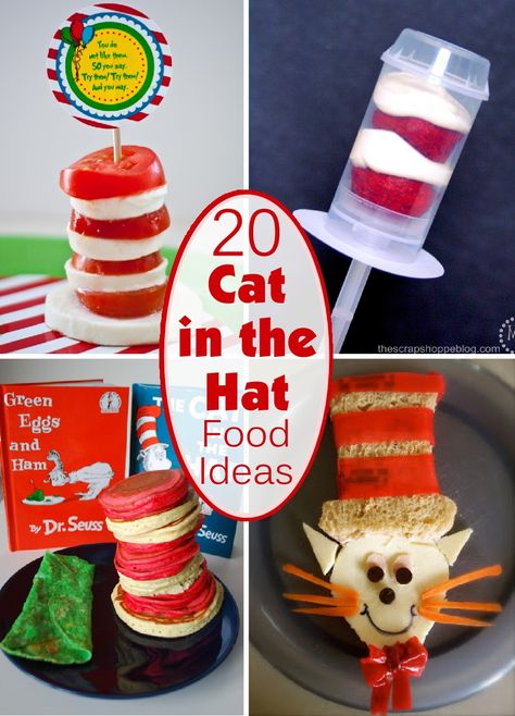 Cat In The Hat Food Ideas, Cat In The Hat Snacks For Kids, Dr Seuss Food Ideas For Kids, Cat In The Hat Birthday Party Food, Cat In The Hat Party Food, Dr Seuss Lunch Ideas, Cat In The Hat Food, Cat In The Hat Snacks, Dr Seuss Breakfast