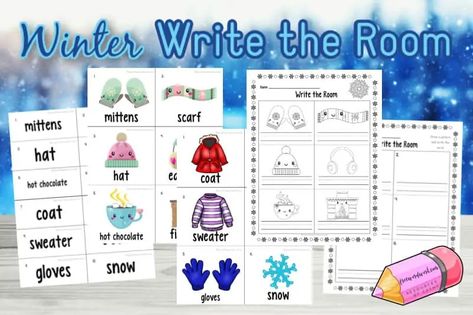 Winter Write The Room Kindergarten Free, Winter Write The Room, Pre-k Writing, January Writing, January Ideas, Rainy Day Activities For Kids, Winter Drawings, Writing Station, Snow Theme