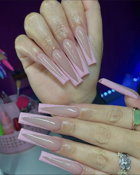 Triangle French Tip Nails Pink, Glitter V French Tip Nails, Pink V Tip Nails, French V Tip Nails, V Cut Nails, V Cut French Tip Nails, V Tip Nails, V French Tip Nails, Nails Xmas