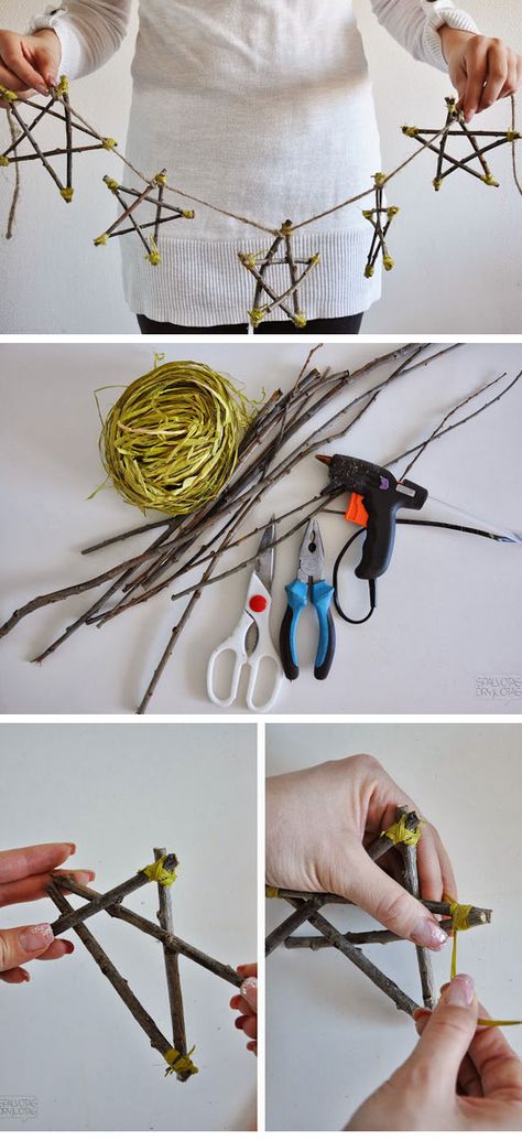 Make a Scandinavian Star Decoration with Twigs | Click for 28 Easy DIY Christmas Decor Ideas on a Budget | Handmade Christmas Decorations Ideas Jul Diy, Hantverk Diy, Simple Christmas Decor, Diy Christmas Decorations, Diy Christmas Decorations Easy, Handmade Christmas Decorations, Easy Christmas Diy, Star Decorations, Fun Diy Crafts